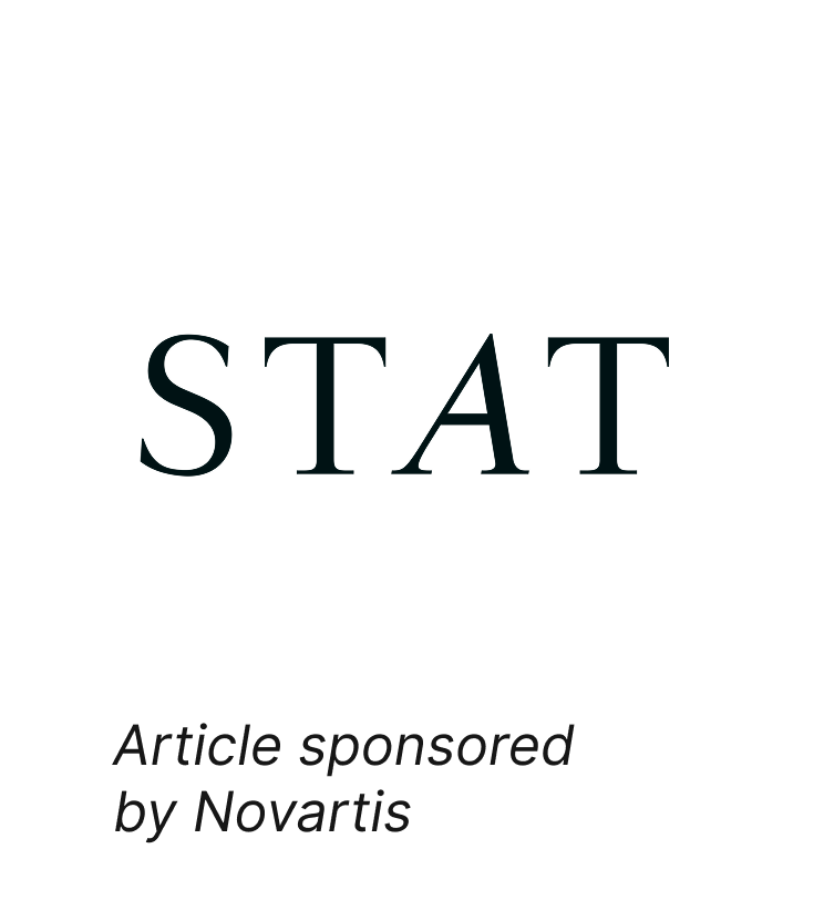 STAT logo. Article sponsored by Novartis